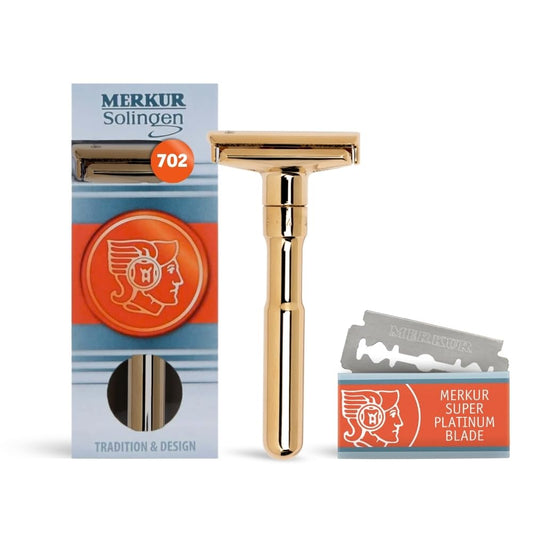 Merkur Futur - Cuchilla de afeitar ajustable de doble filo, MK-702003, Dorado (Gold Plated)