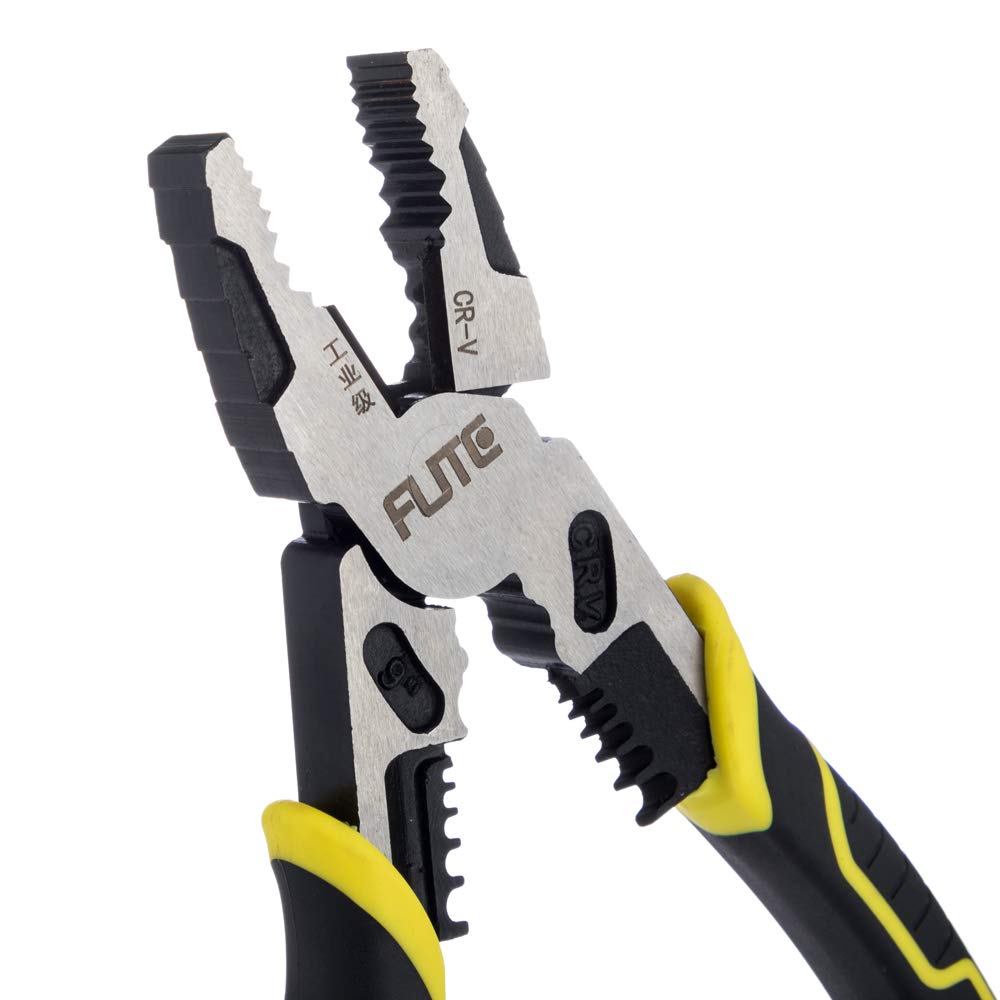 Alicates Lineman 4 en 1, Pro Lineman Tools - Alicates de combinación de 22.7 cm con pelacables + crimpador+cortador+alicates + función de bobinado, grado industrial Linesman Plirs-acero cromado vanadio forjado