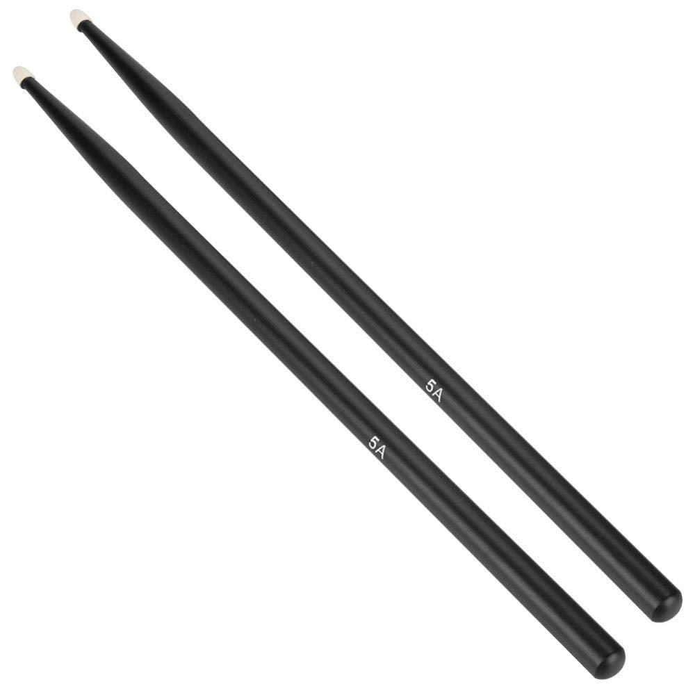Baquetas de madera de arce, 1 par de baquetas 5A clásicas con punta de madera de arce para niños y adultos (negro)
