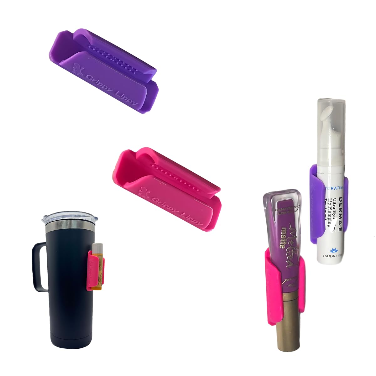 Estuche duradero para bálsamo labial, paquete de 2 en rosa y morado | Básico de viaje versátil para brillo de labios, bálsamo labial y aceite de labios | Almacenamiento ideal de bálsamo labial para