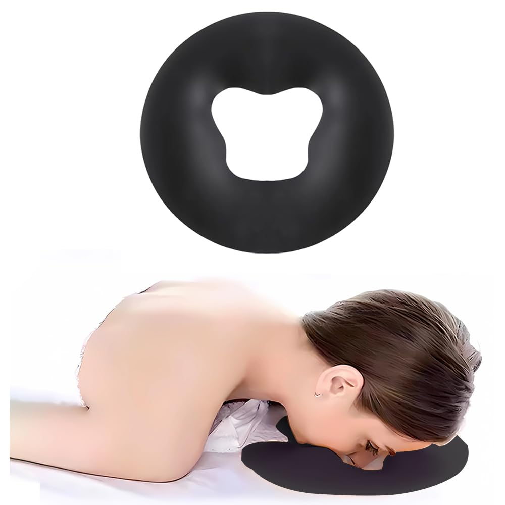 Almohada de Silicona OULIGET Negra para Masaje Facial Spa Beauty Face Relax Headrest