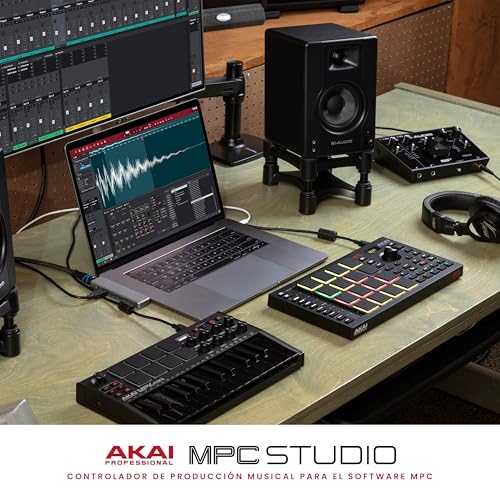 Controlador MIDI AKAI Professional MPC Studio Negro con 16 Pads RGB Sensibles a la Velocidad y Pantalla