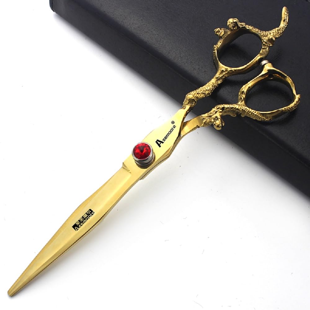 Tijeras profesionales de salón de 15,24 cm / 7 pulgadas, peluquería para corte de pelo, herramientas de poda, Japón 440c, acero inoxidable de alta dureza, dorado (dorado)