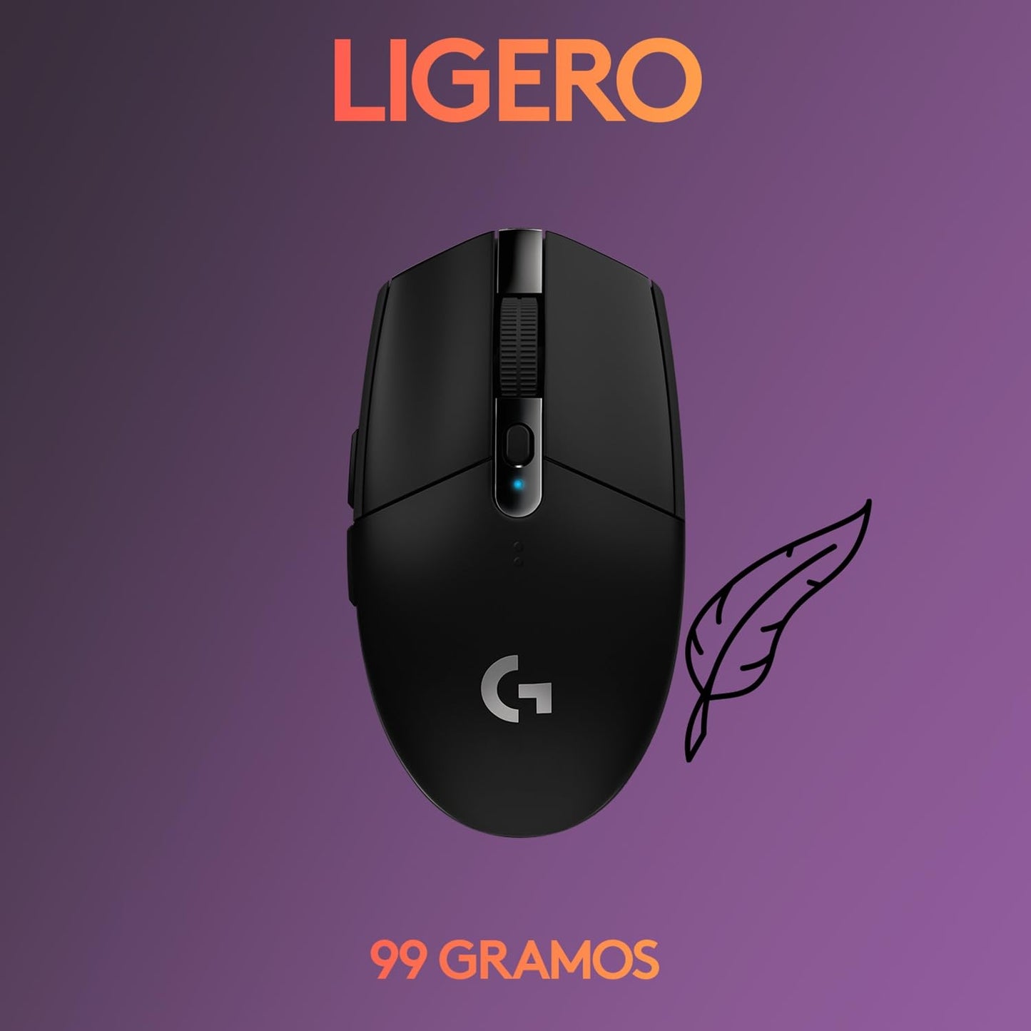 Logitech G305 LIGHTSPEED Mouse Gaming Inalámbrico, Sensor HERO 12K, 12,000 DPI, Batería de 250h, 6 Botones Programables, Memoría Integrada, PC/Mac - Negro