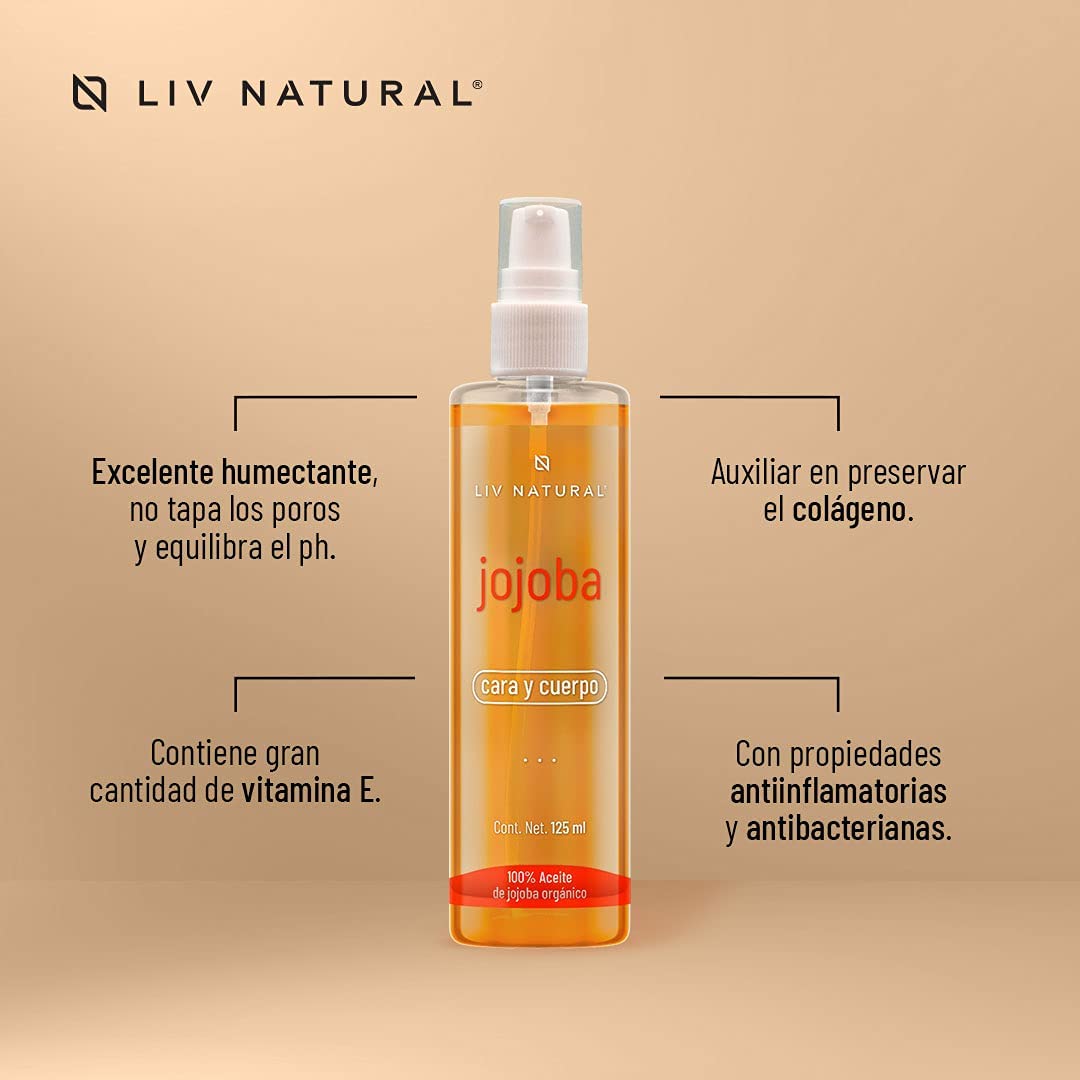 LIV NATURAL Set de Aceite de Almendras dulces y Aceite de Jojoba 100% puro. 125 ml cada uno