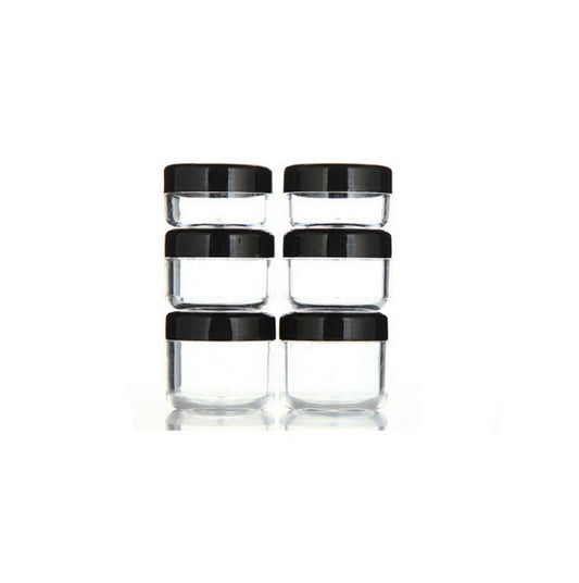 yueton 6 recipientes vacíos de plástico con tapa superior negra para muestras de 10/15/20 gramos de tamaño para cosméticos, tarros para sombras de ojos