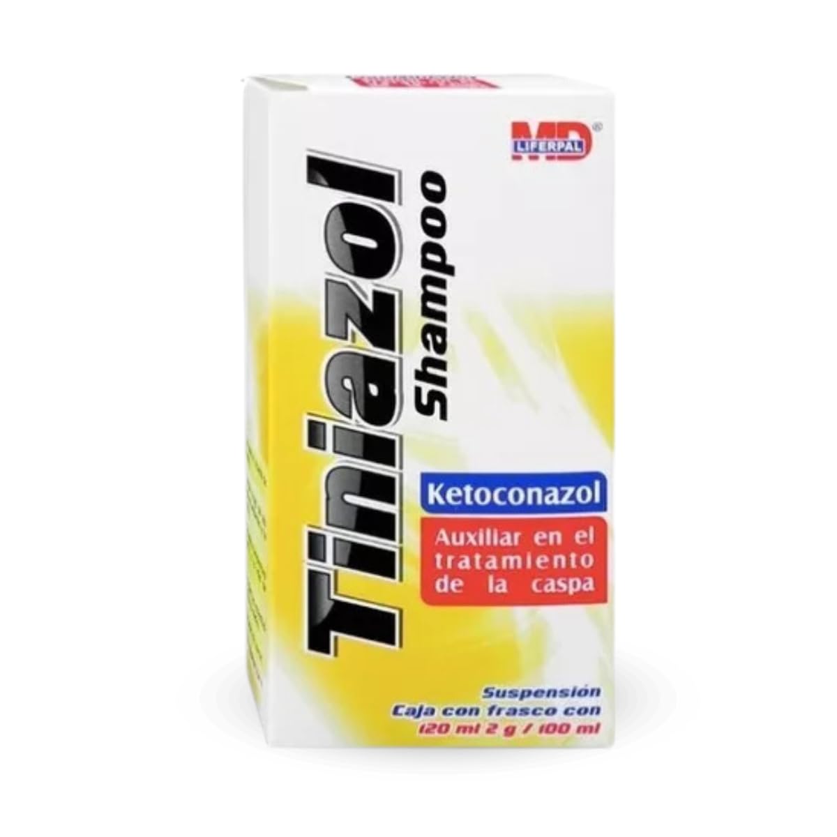 Tiniazol Ketoconazol Shampoo 2 g / 100 Botella con 120 mL Shampoo para la Caspa Seborrea Alopecia Dermatológico MD Liferpal Laboratorios Pack (3)