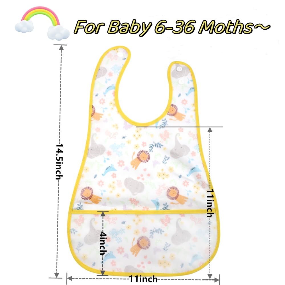Babero impermeable para bebé, babero de alimentación con bolsillo para bebé, niño, niña, lavable de 6 a 44 m