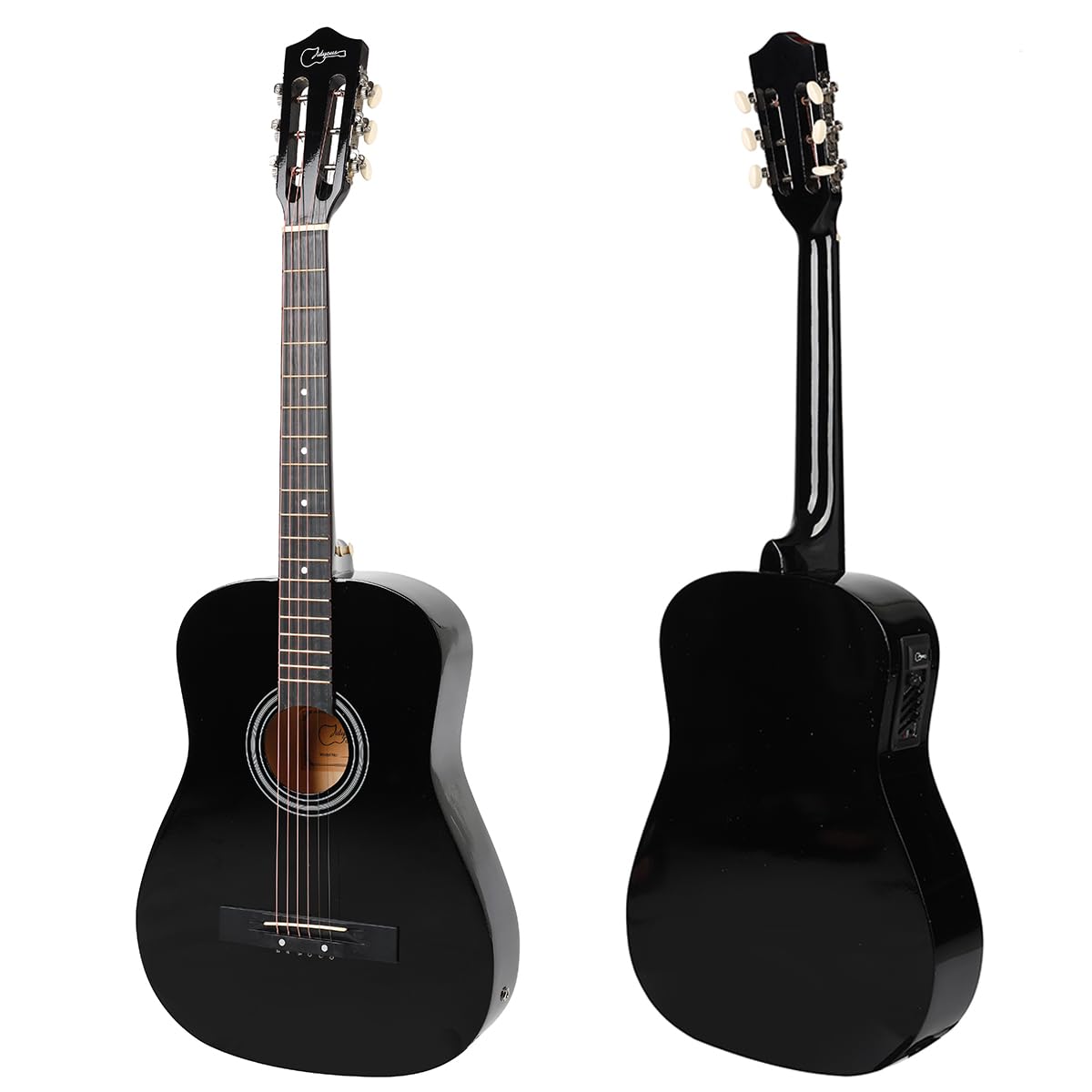 38 inch Electroacústica Guitarra Guitarra acustica con Afinadores,Correas,Cuerdas para Instrumentos,Plumillas,Cable amplificador guitarra,soul,Fundas para Guitarras 3/4 (Black3)