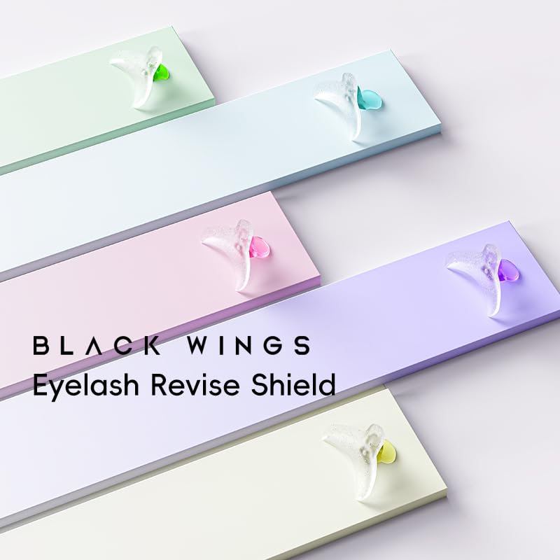 BLACKWINGS - Almohadilla de revisión de pestañas, 5 tamaños, protectores de fijación de pestañas, reutilizable, separador de pestañas, herramienta de elevación de placas de silicona con caja