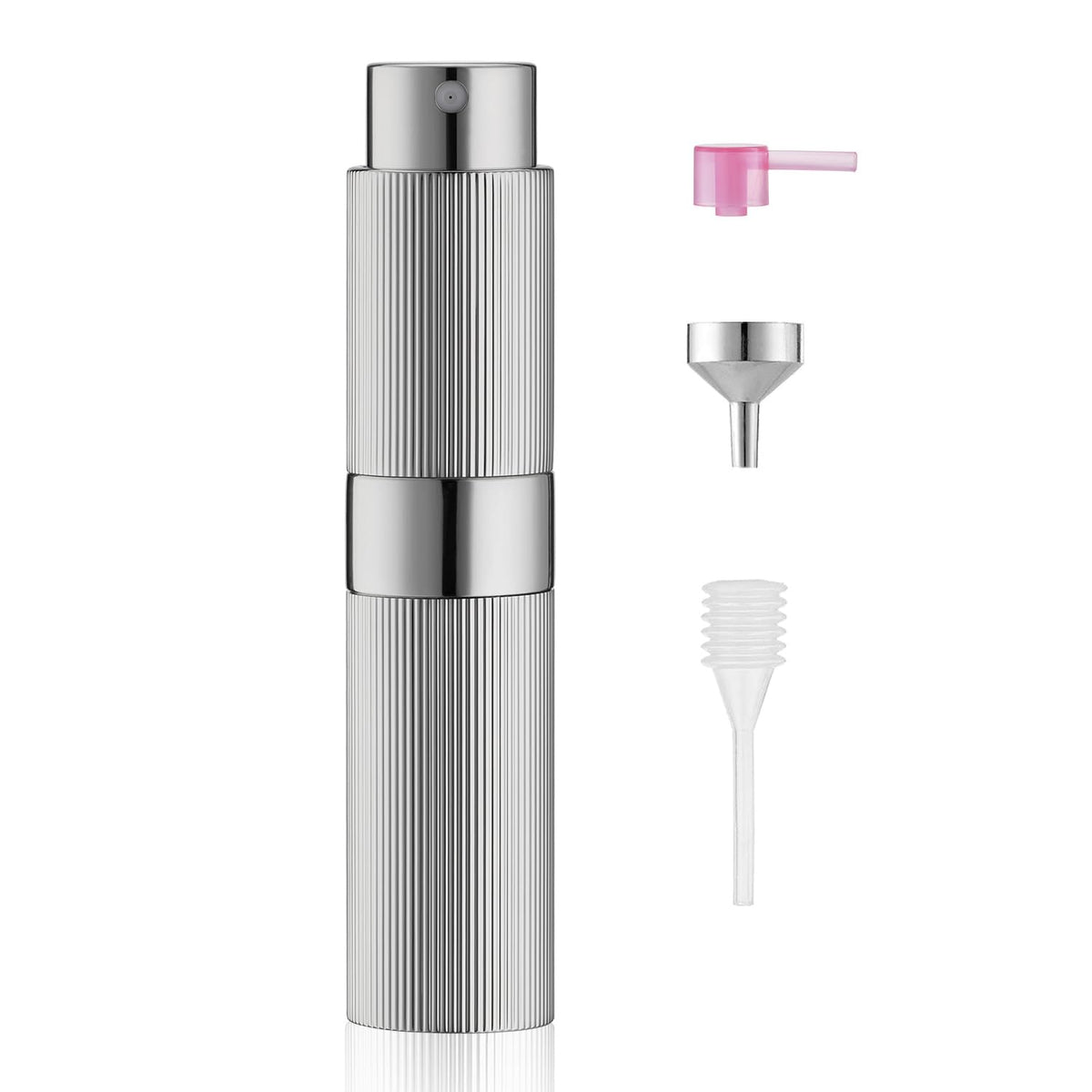 LISAPACK Botella atomizadora de perfume de 8 ml para viajes, dispensador de colonia vacía recargable (plata)