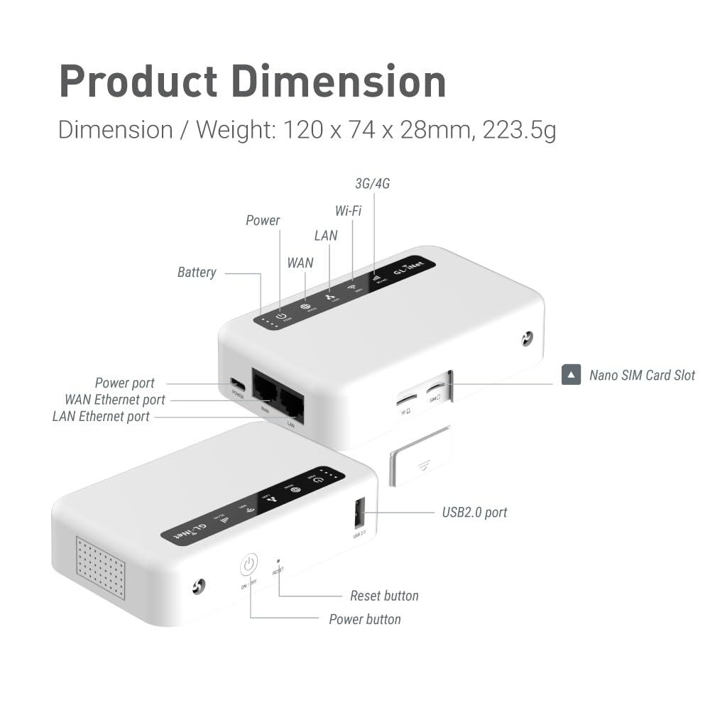 GL.iNet GL-XE300 (Puli) 4G LTE Industrial IoT Gateway, T-Mobile, Router/Punto de acceso/Extender/WDS, OpenWrt, batería de 5000 mAh, OpenVPN, SSH remoto, WPA3, IPv6 (EC25-AF), solo para América del