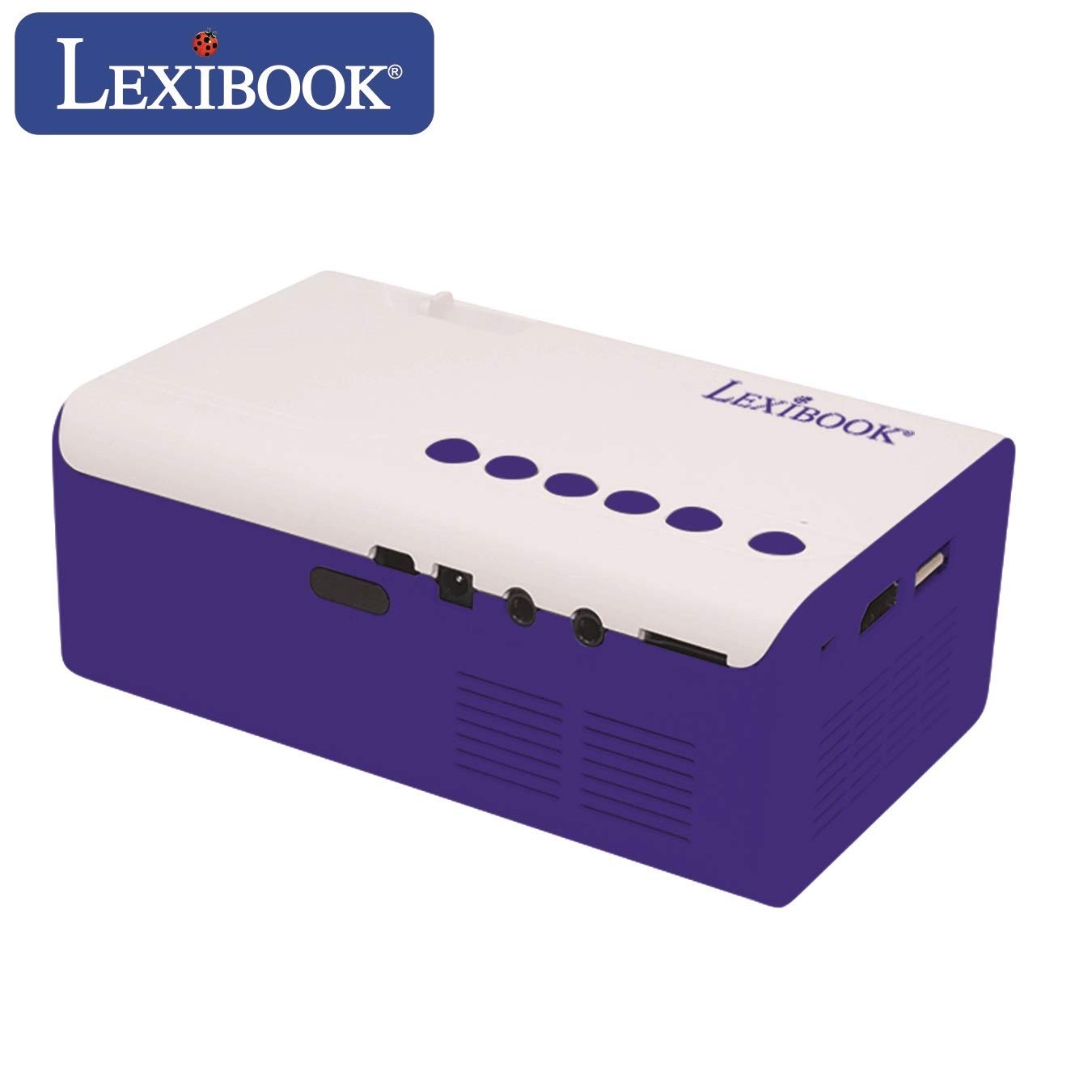Lexibook Mini proyector de Video HD, Home Cinema, Altavoz Incorporado, Control Remoto Incluido, conectividad HDMI/USB/AV/Micro SD, Azul/Blanco, PRJ150