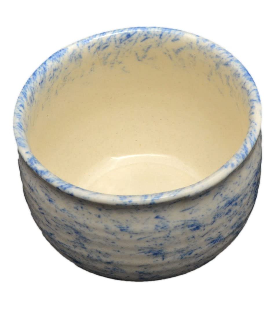 ETROVES Jabonera de cerámica de 4 pulgadas para afeitar, taza de afeitar para hombre, crema de afeitar y jabón, taza de afeitar para afeitarse en húmedo (blanco azul)