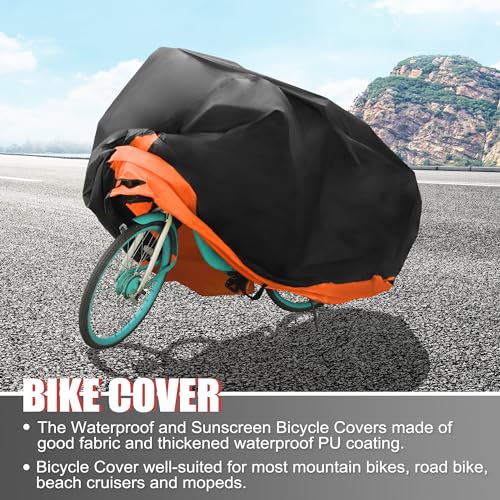 Funda Impermeable para Bicicleta uxcell Naranja para Bicicleta Eléctrica de Montaña y Carretera