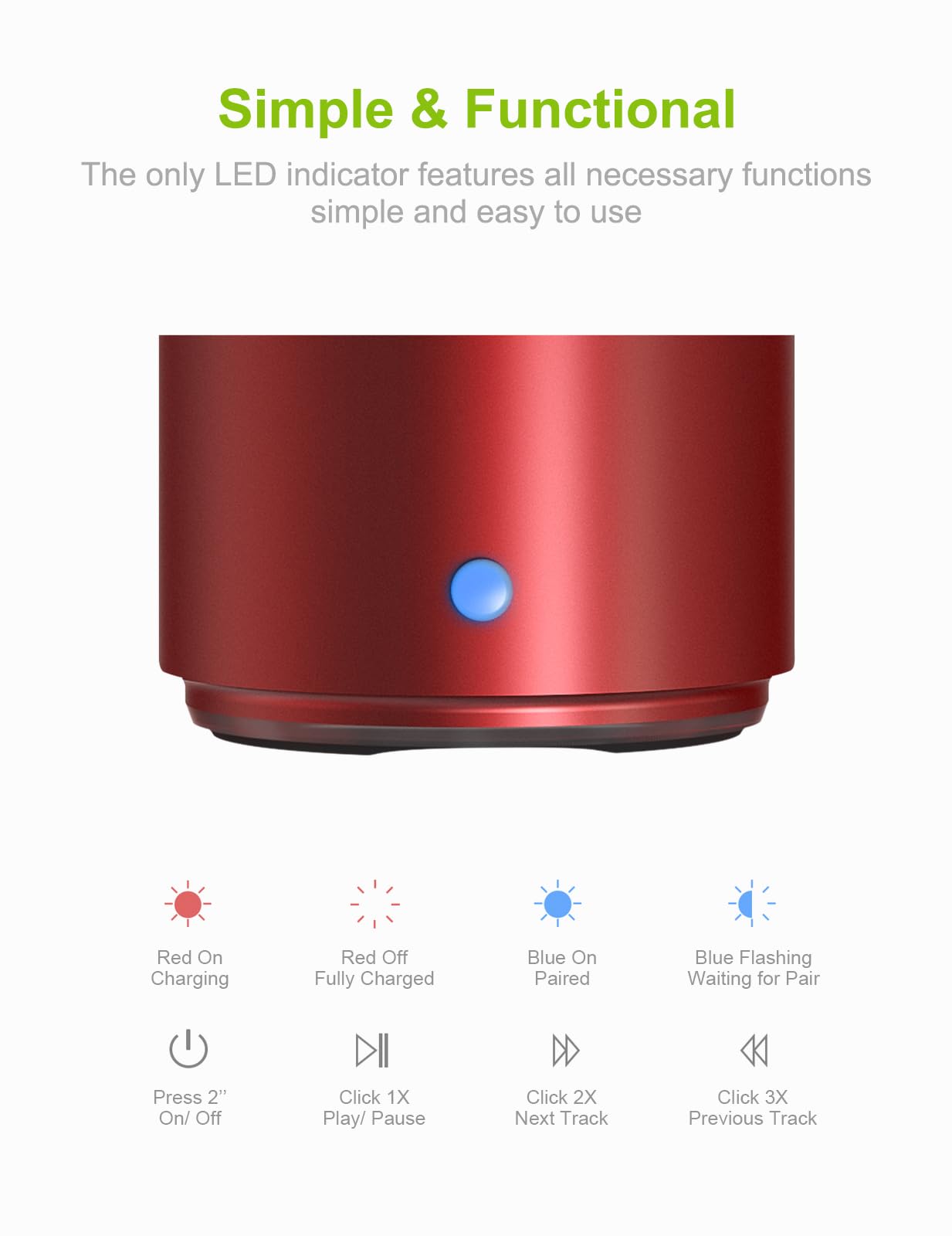 EWA - Funda de viaje empaquetada, altavoz Bluetooth portátil A106 Pro con radiador de graves personalizado, diseño breve, impermeable IP67, mini altavoz perfecto para ducha, habitación, bicicleta,
