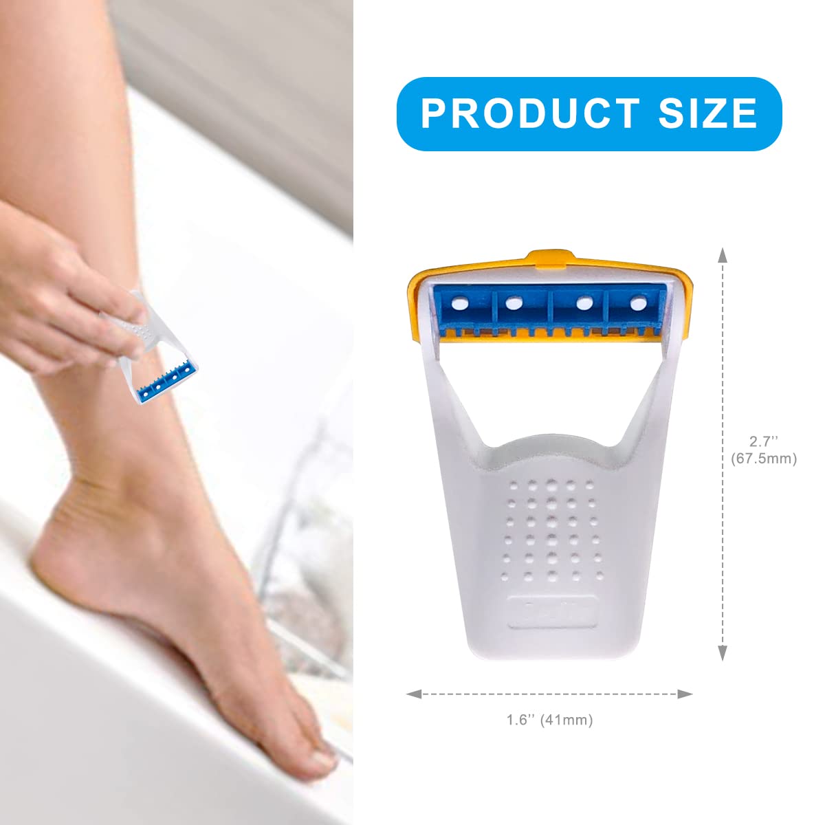 Maquinillas de afeitar desechables, 50 cuchillas de afeitar desechables, empaquetadas individualmente, uso seco y húmedo con tapa de protección, cuchillas de afeitar de acero inoxidable para mujeres y hombres