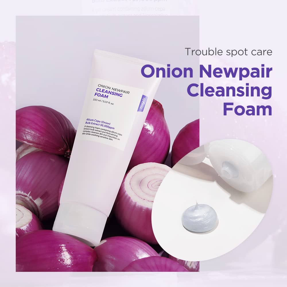 Isntree Espuma Limpiadora Facial Onion Newpair Cleansing Foam - Coreana con Extracto de Cebolla y Ácido Tranexámico, Imperfecciones, 150 Ml, IsNtree, SKIN_CLEANING_AGENT, Espuma, 1 Unidades