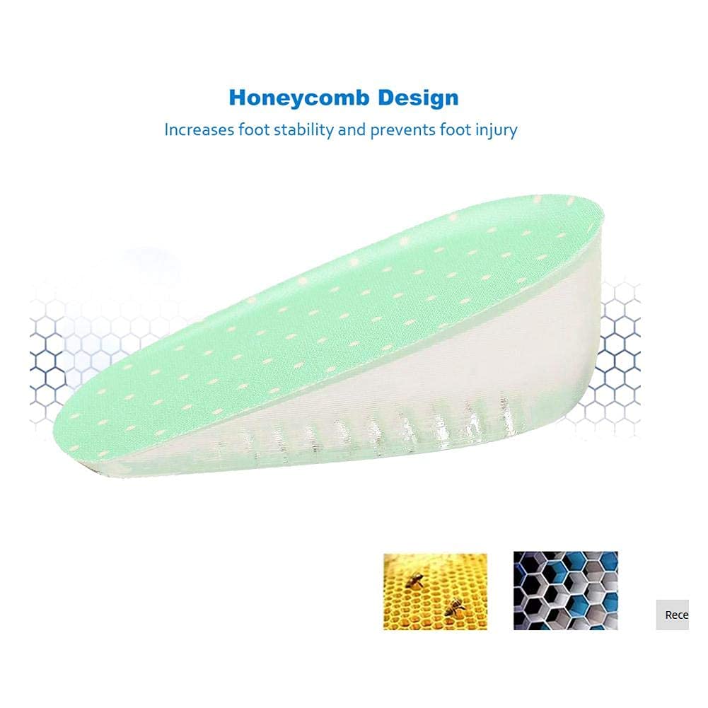 Plantillas Ortopédicas TMISHION Verde Gel de Silicona con Aumento de Altura 3.5cm