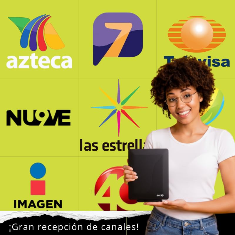 GECKO ELECTRONICS Antena Interior HDTV con Amplificador De Señal / 4k/ 1080p