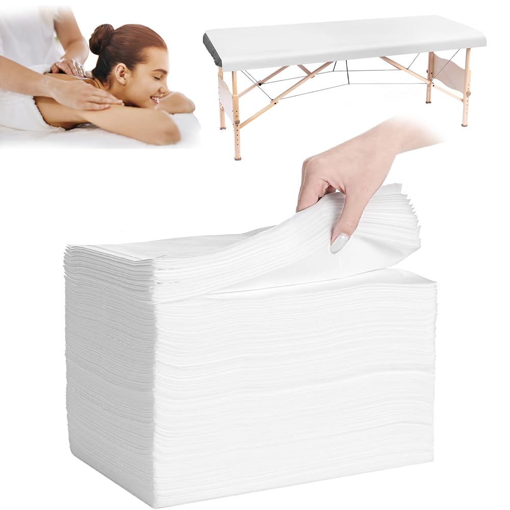 BILIBON 100 Hojas Sábanas Desechables de Masaje, Sábanas para Camilla de Masaje Profesionales, 80x180 cm, Material No Tejido Transpirable, Suave y Cómodo, Aptas para SPA, Salones de Belleza, Hoteles
