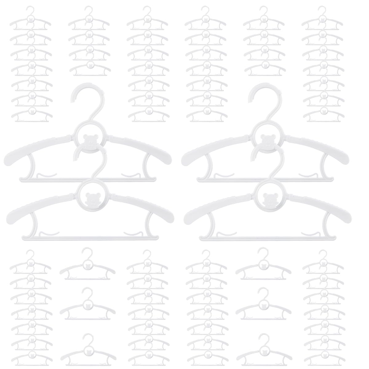 Perchas para bebé para guardería, clóset, paquete de 80 perchas de plástico para niños, ahorro de espacio, antideslizantes, extensibles, de 11 a 14 pulgadas, perchas ajustables resistentes para ropa