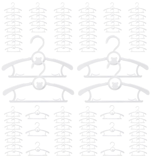Perchas para bebé para guardería, clóset, paquete de 80 perchas de plástico para niños, ahorro de espacio, antideslizantes, extensibles, de 11 a 14 pulgadas, perchas ajustables resistentes para ropa