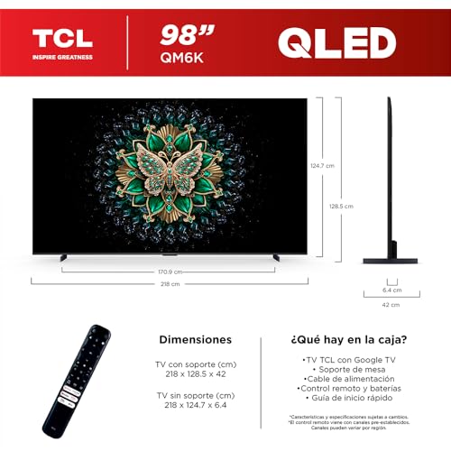 Smart TV TCL QLED 4K 98" Google Assistant y Alexa con MiniLED y Dolby Atmos