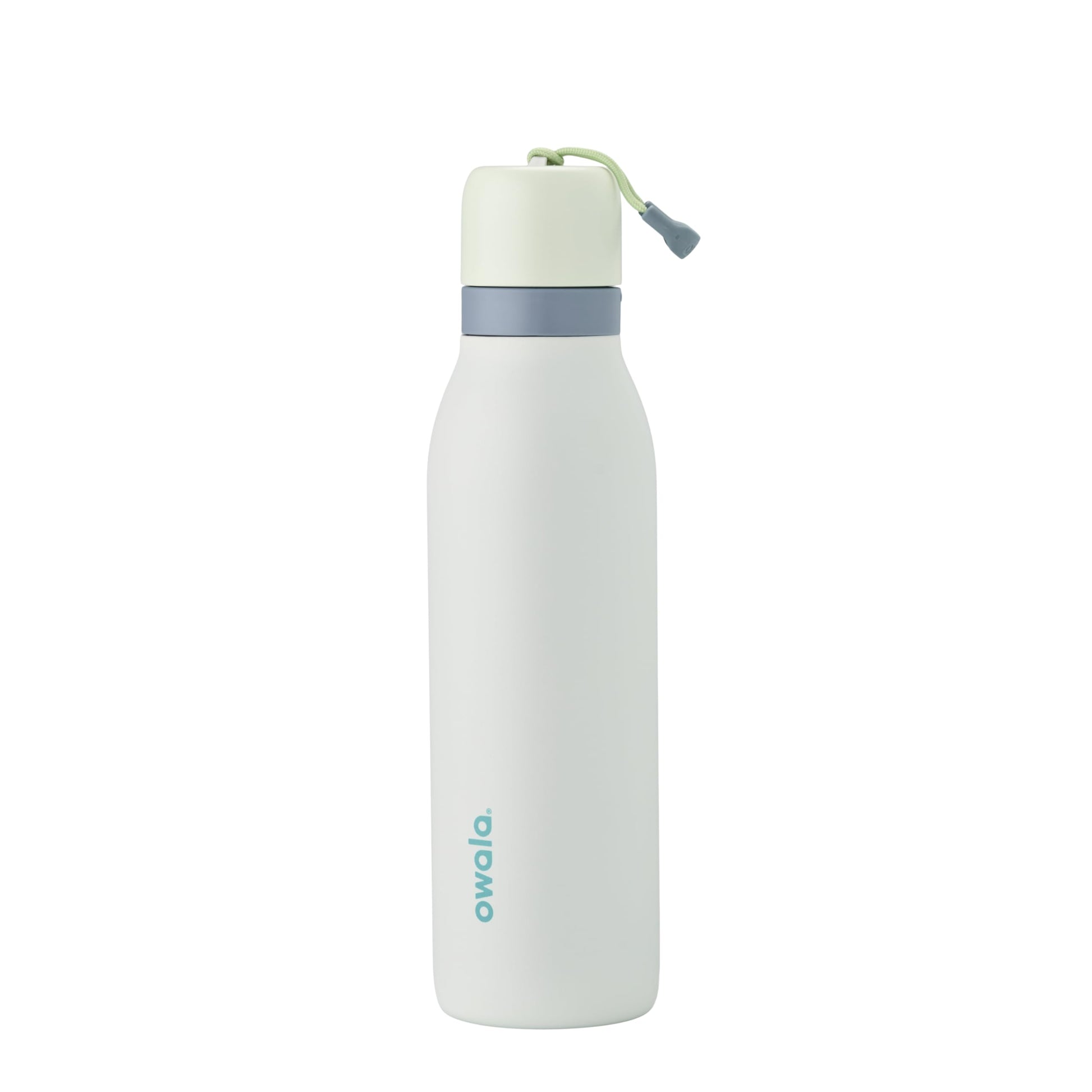 Botella de Agua de Acero Inoxidable Owala Menta Blanco con Popote para Deportes y Viajes