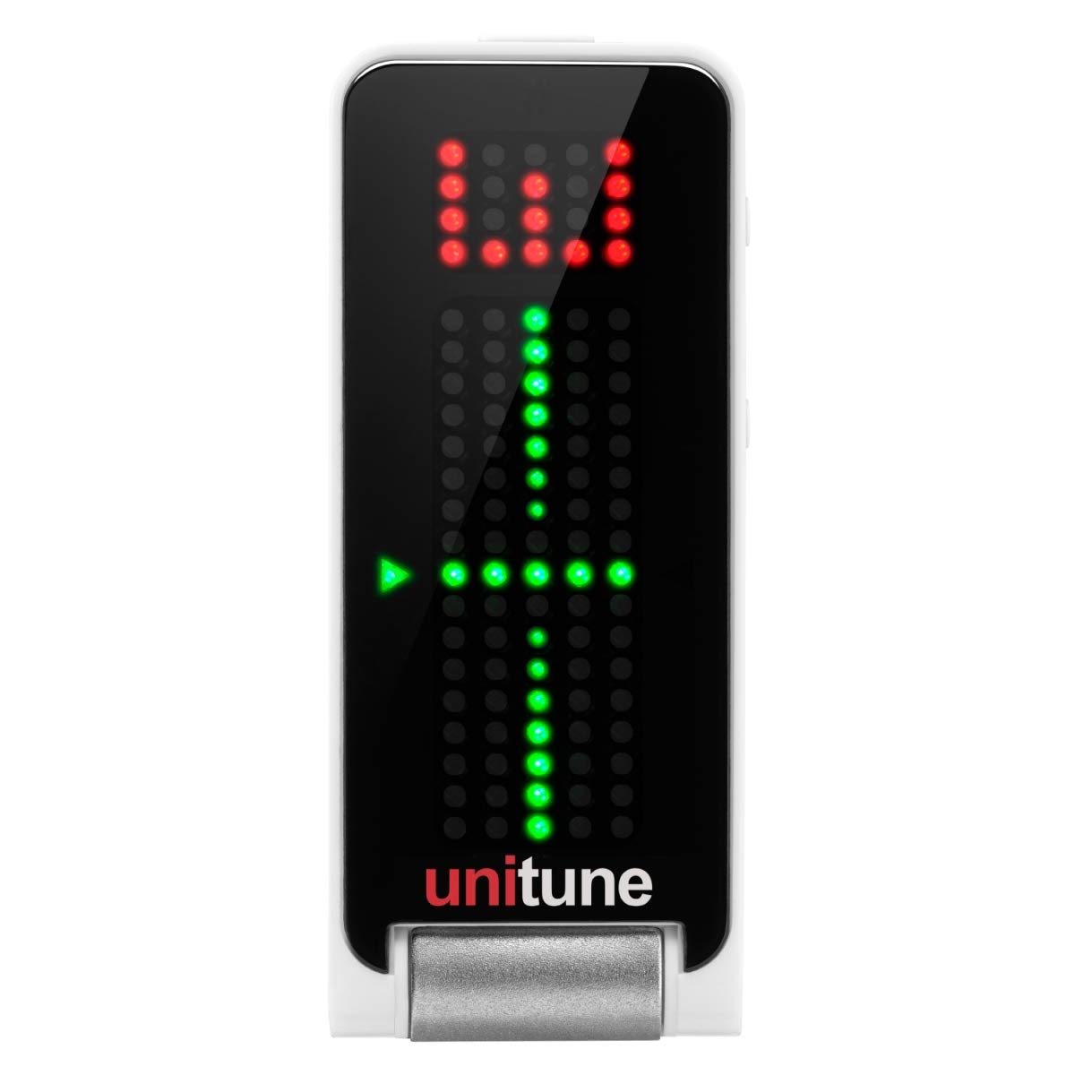 TC Electronic UNITUNE - Afinador de clip con modos estroboscópicos y cromáticos y pantalla de matriz de 108 LED para una calidad de afinación sin concesiones