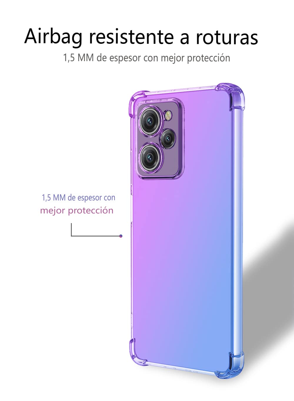 DABUNA Funda para Xiaomi Mi Poco X5 Pro 5G Case Uso Rudo,Transparente Colores Degradados Protectora de Cámara Anticaída Carcasa Bumper(Púrpura Azul)