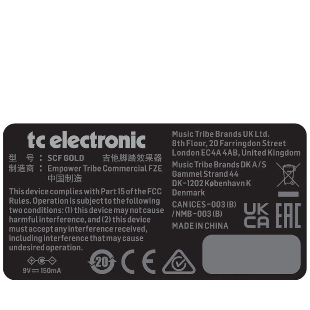 Pedal Electrónico de Efectos de Coro TC Negro SCF Gold para Guitarra