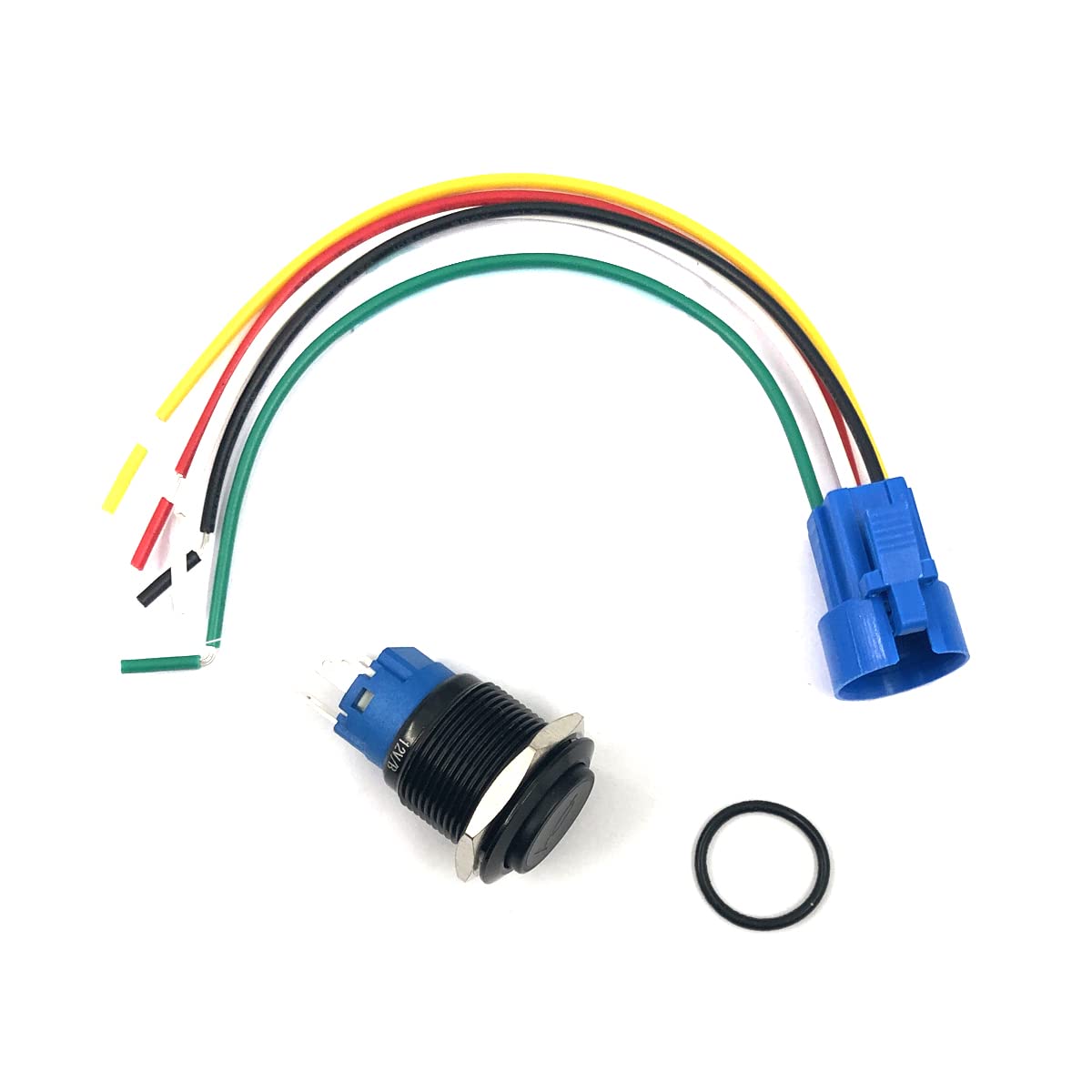 Botón de Bocina FainWan Azul 19 mm 12 V con Luces LED