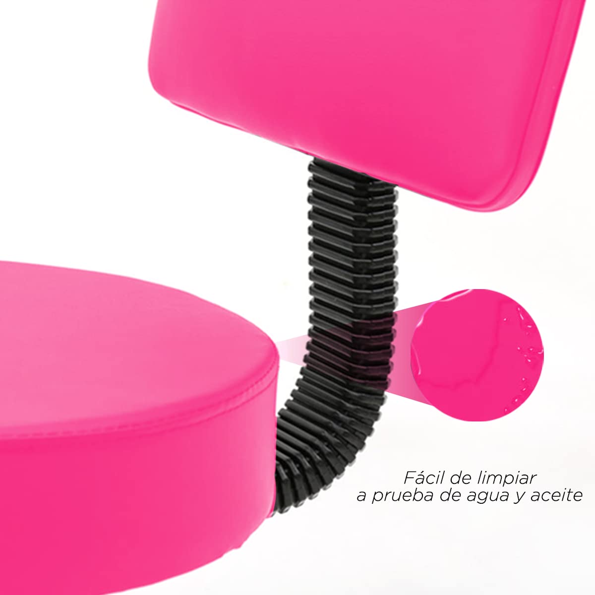 Silla Taburete Circular VANLIG Rosa con Respaldo y Altura Ajustable 38-55 cm para Consultorio y SPA