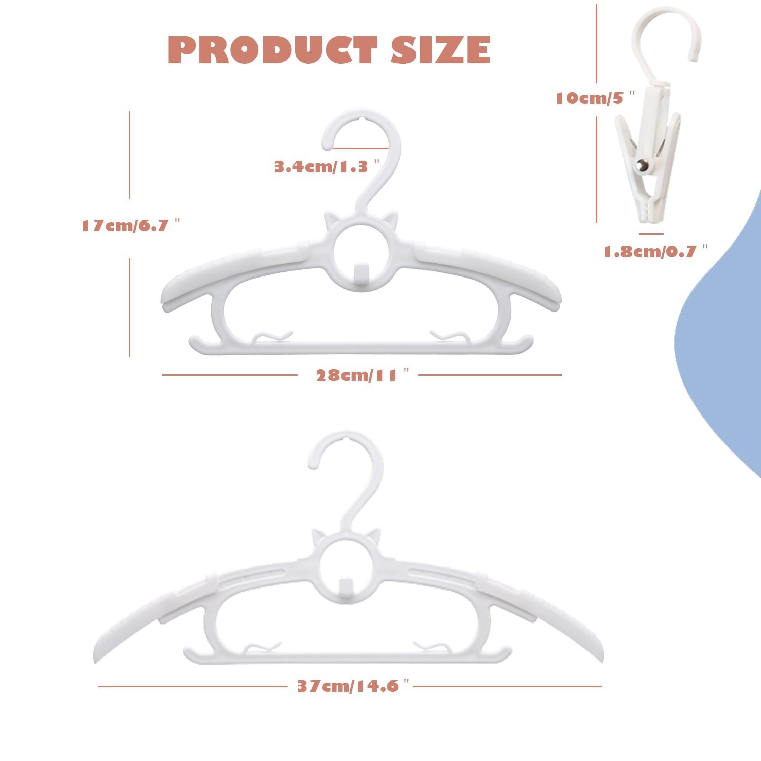 Gencuoir Baby Nursery Closet Hangers, Ultra Thin Non-Slip and Extendable Laundry Infant Pant Hanger for Newborn Clothes 30pcs11-14 Adjustable Children Coat Hanger for Girl Boy Toddler Kids Child