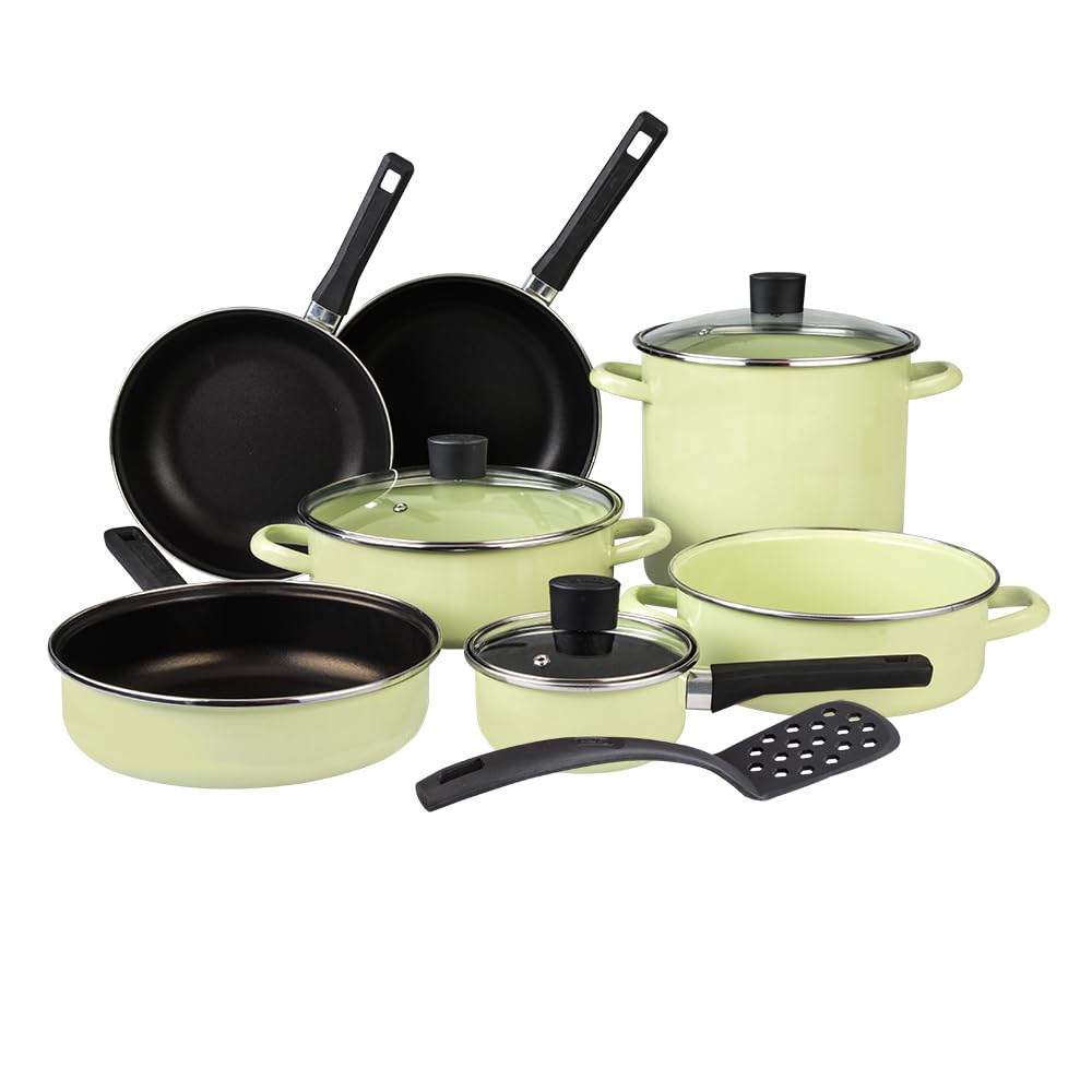Cinsa Bateria de Cocina Pontevedra 11 piezas de Peltre Pesado (Verde Manzana)