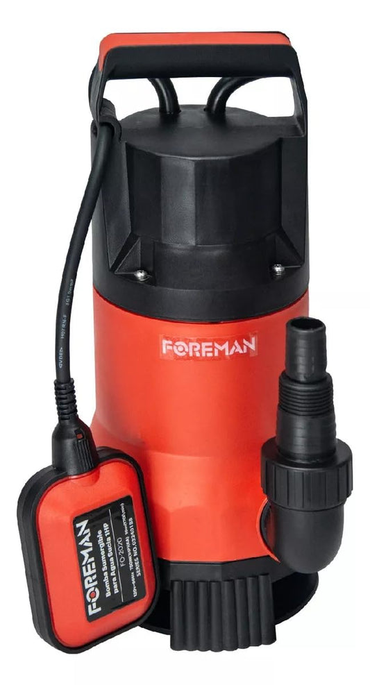 Foreman Bomba Sumergible De Pozo Plástica | Bomba de Agua Limpia Silencioso Para Fuentes, Pecera, Acuario, Jardín y Estanque | 1Hp 750w 120v | 230 Litros Per Minute | Negro/Rojo
