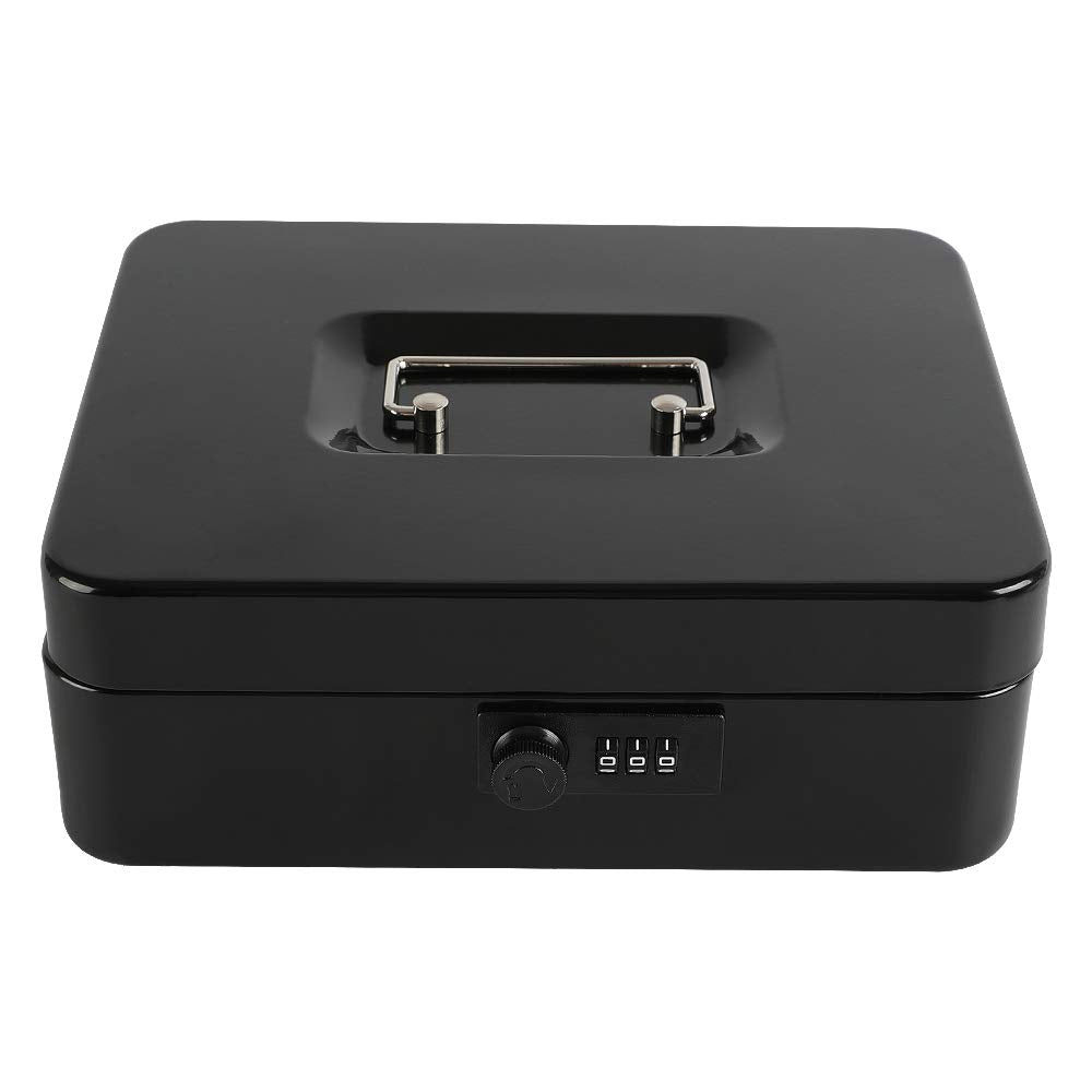 Caja Fuerte de Acero Xydled Negro Grande con Cerradura de Combinación y Bandeja Extraíble para Monedas