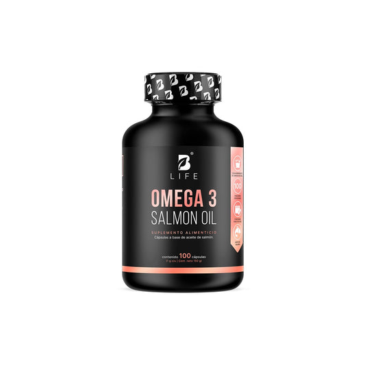 B Life Omega 3 | Aceite Puro de Salmón | 100 Cápsulas con 1000 mg por porción | EPA y DHA | Ingredientes Naturales | Omega 3 Salmon Oil.