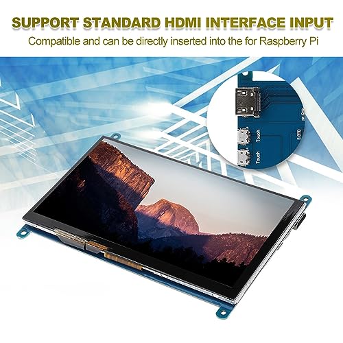 Pantalla LCD 7 Pulgadas ASHATA HDMI Ultra HD táctil capacitiva para Raspberry Pi y Monitor de computadora