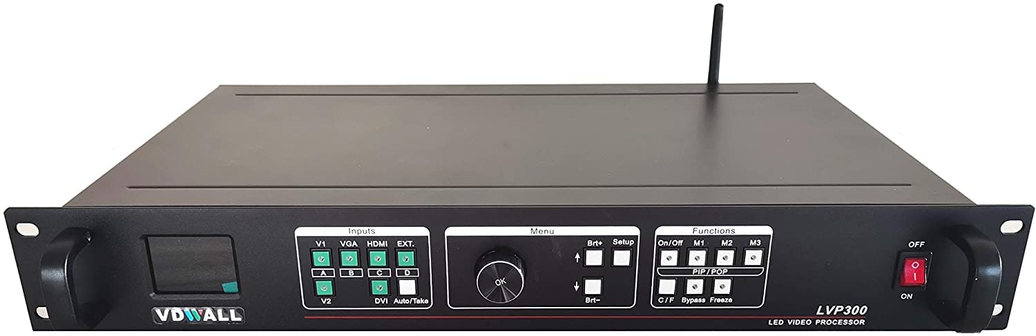 Procesador de Video EnhanBili LVP300 VDWALL Negro con 4 Puertos RCA para Eventos Escénicos HD LED