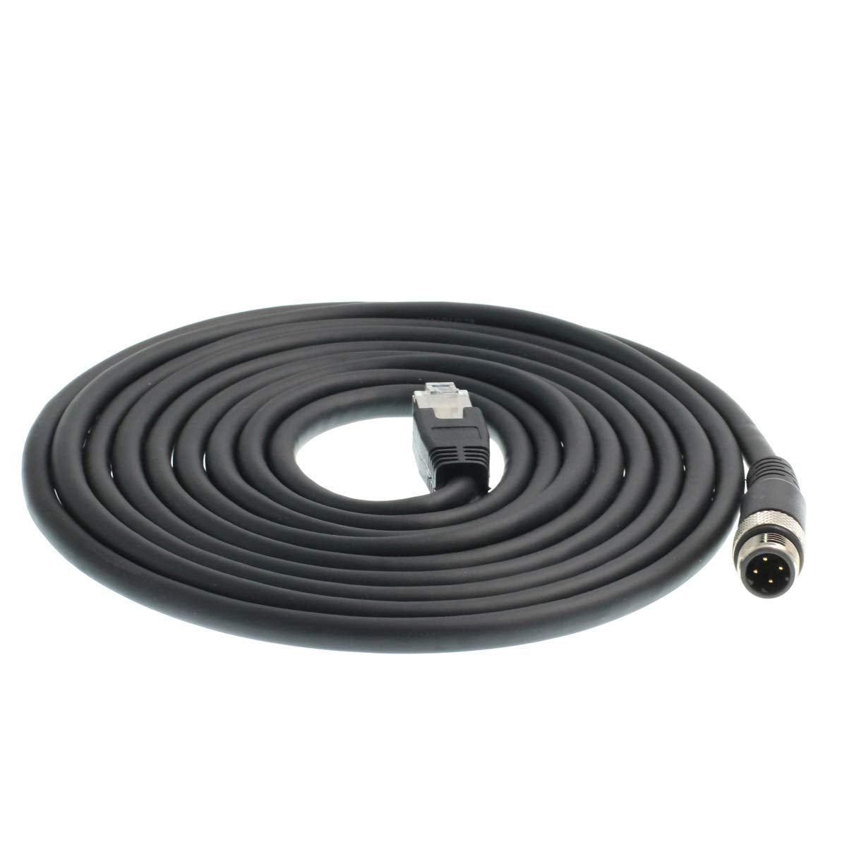 DRRI Cable blindado CAT6 de 4 pines con código D macho a RJ45 Ethernet M12 para redes Profinet y Ethernet/IP