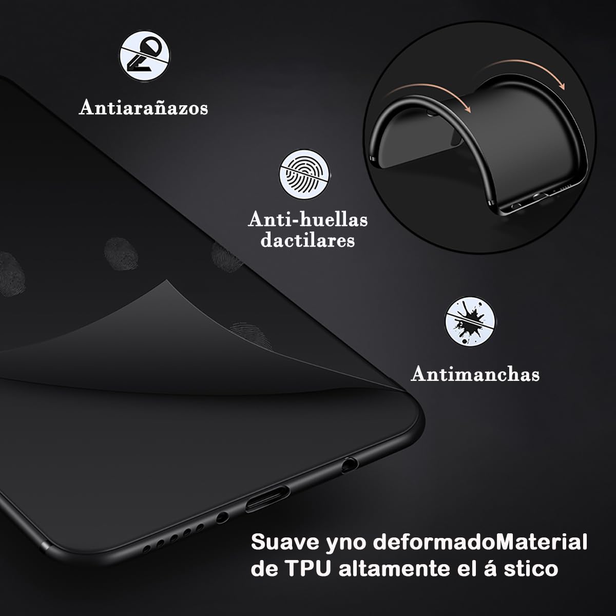 Funda para iPhone 16 Pro MAX QWYJ Negro Ultrafina TPU Matte Minimalista