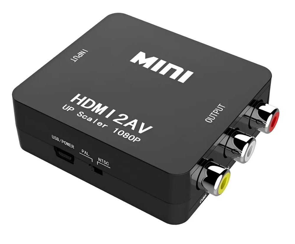 APICH Adaptador HDMI a RCA AV, Convertidor HDMI a RCA AV (Negro)