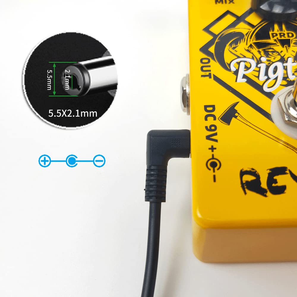 Godtone - Paquete de 4 cables CC para pedal de efecto de guitarra, 5,5 mm x 2,1 mm, cable de alimentación macho a macho (4 cables de alimentación)