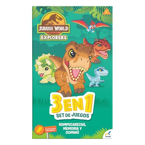 Set de Juegos Novelty Corp Jurassic World Memoria Dominó y Rompecabezas
