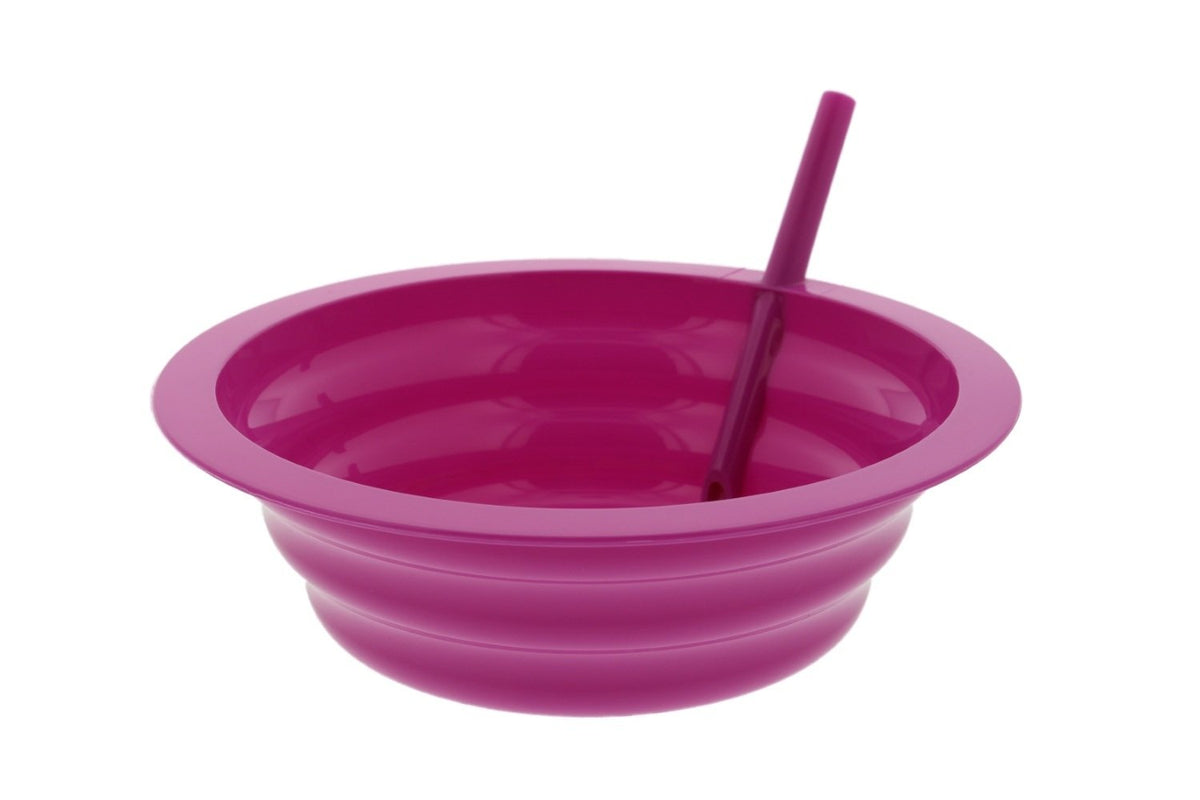 Arrow Sip-A-Bowl Set de 4 unidades, pajita integrada – 22 onzas reutilizables para evitar derrames líquidos: leche de cereales, helado – hace que el desayuno/aperitivo sea fácil, apto para lavaplatos, azul, rosa, verde y naranja