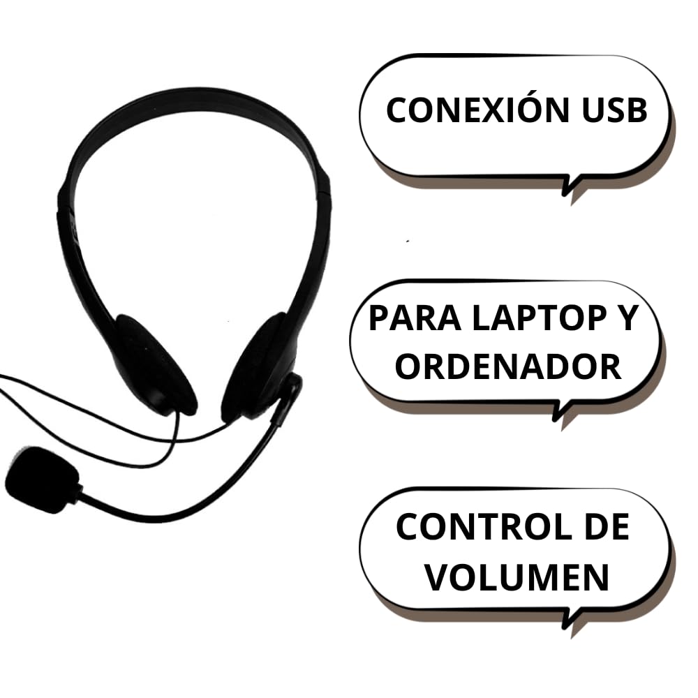 Audífonos de Diadema Master USB Negro Cómodos y Ajustables