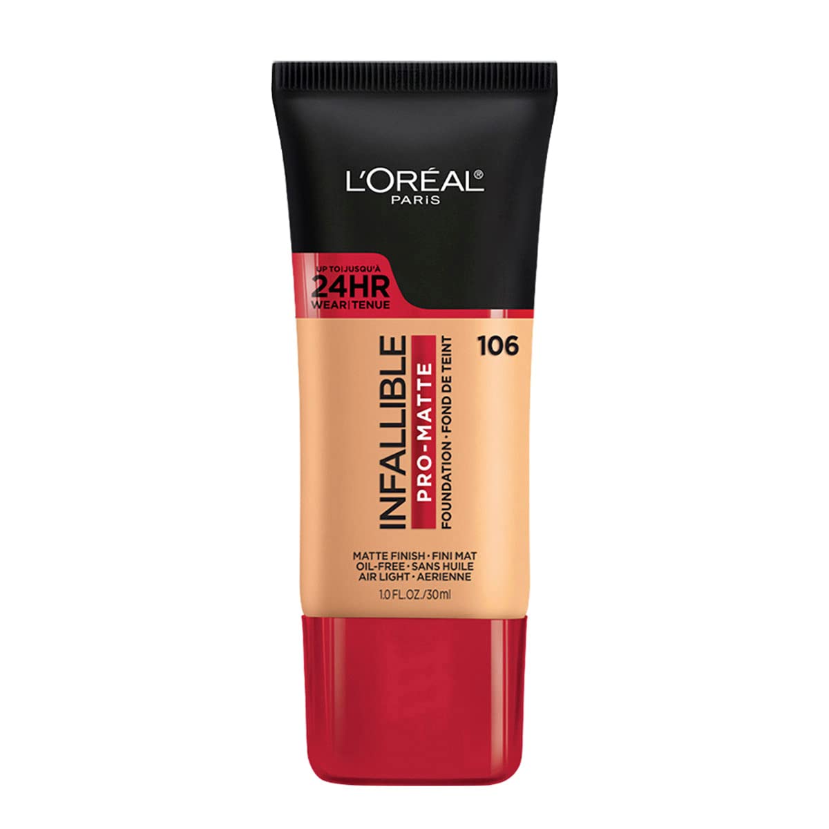 L'Oréal Paris, Base de maquillaje líquida de larga duración, Infallible 24h Pro-matte, Tono Sun Beige 106, 30ml
