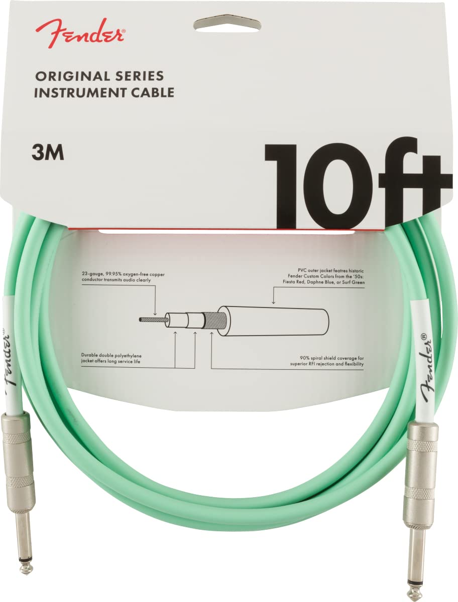 Fender - Cable de instrumento original de 10 pies, recto, color verde surf, 1 paquete